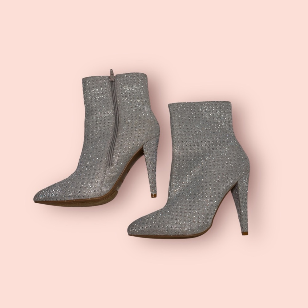 Macy's Silver Heeled Boots with Stiletto Heel